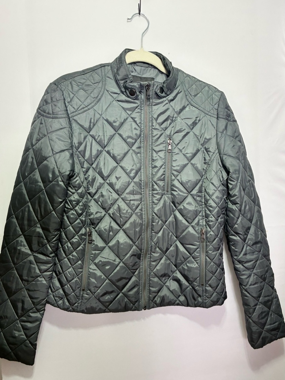 Banana Republic Quilted Puffer Jacket Gray Like New